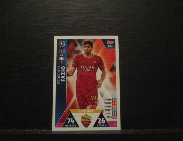 Federico Fazio - UEFA Champions League Match Attax 2018/19 Original Trading Card #239
