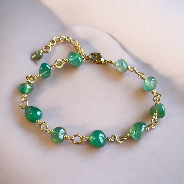 Bracelet chaîne avec perles d’Aventurine verte