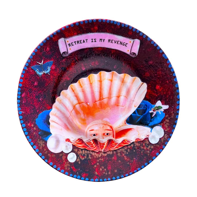"Retreat is my Revenge" Maroon Upcycled Trinket Dish - House of Frisson