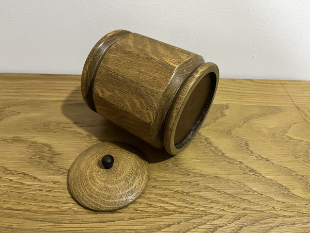 Vintage Wood Tea Caddy with Lid and Metal Liner.