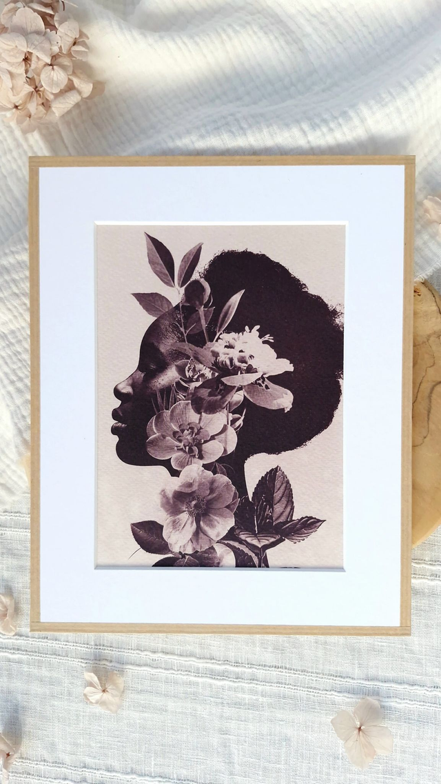 Cyanotype encadré - femme africaine