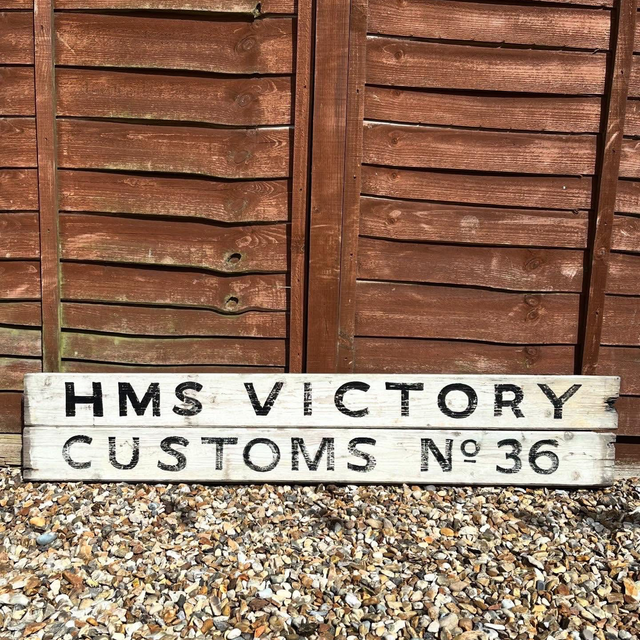 H.M.S VICTORY &amp; “CUSTOMS No.36” Vintage Signs