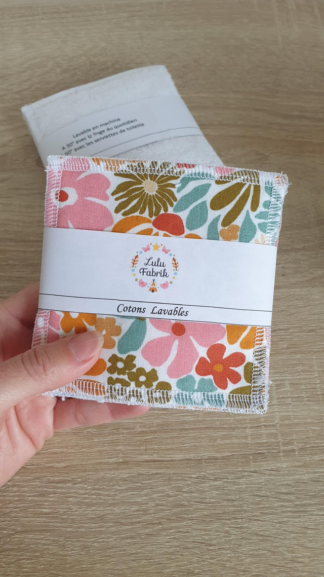 Lot de 7 cotons démaquillants FLEURI VINTAGE 