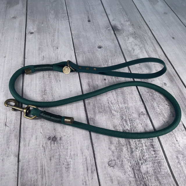 Dark Green Rope Lead with Waterproof BioThane® Handle