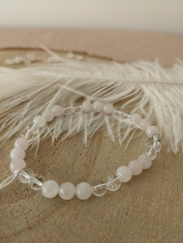 Bracelet Quartz Rose et Cristal de Roche 