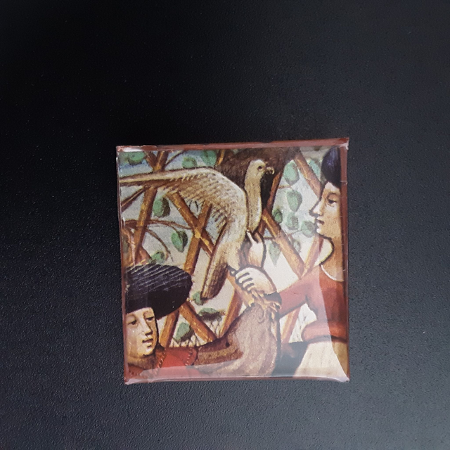 Broche grand carré collection médiéval image incrustée