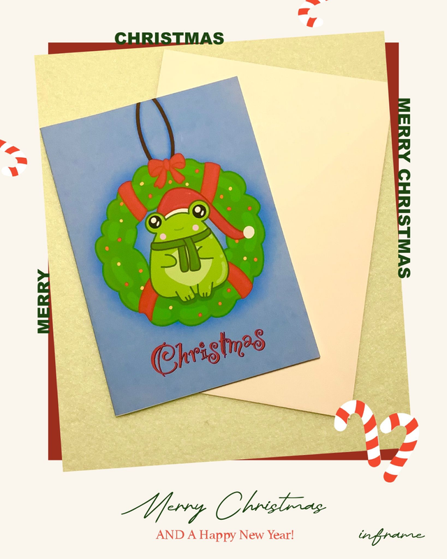 CARTE DE NOEL : GRENOUILLE