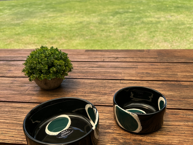 Cerámica Giraffe Teal - Set 2 bowls S + M