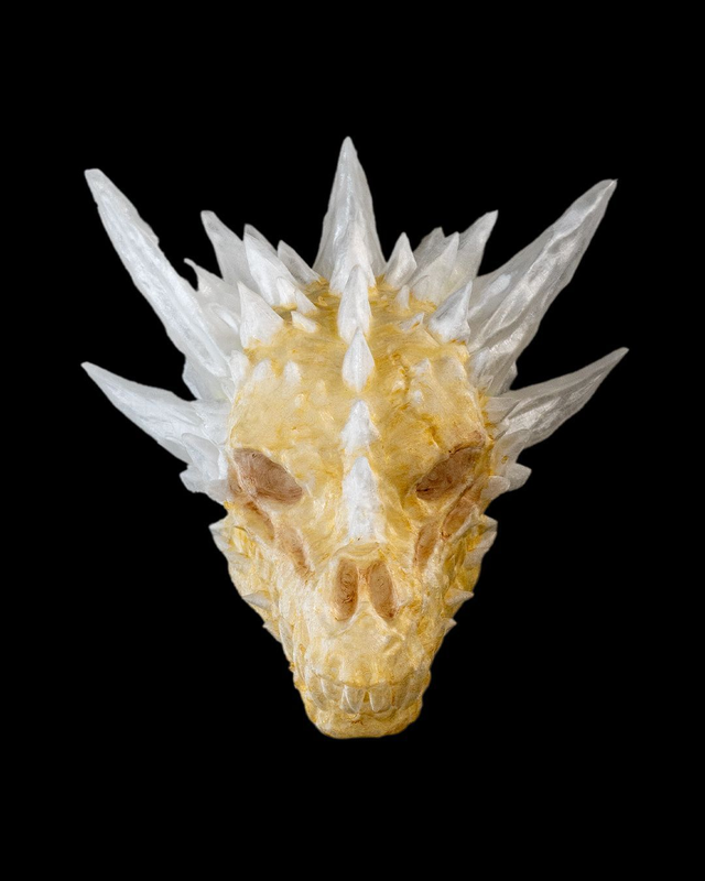 3D Druck: Diamond Dragon Skull - Kristall Drachen Schädel, nachtleuchtene Kristalle