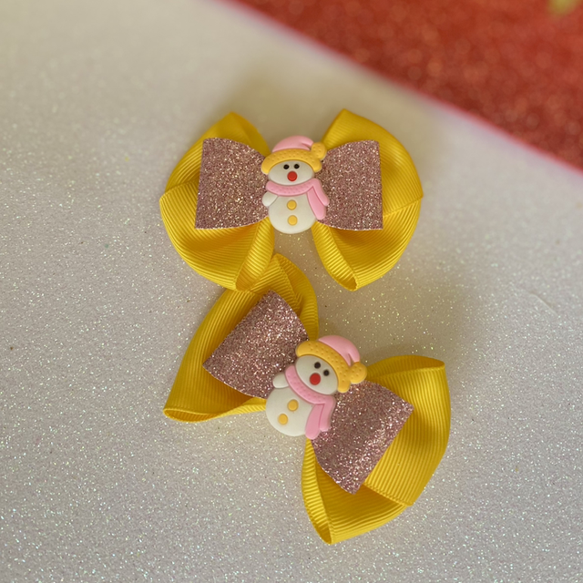 Paire de barrettes bonhomme de neige 
