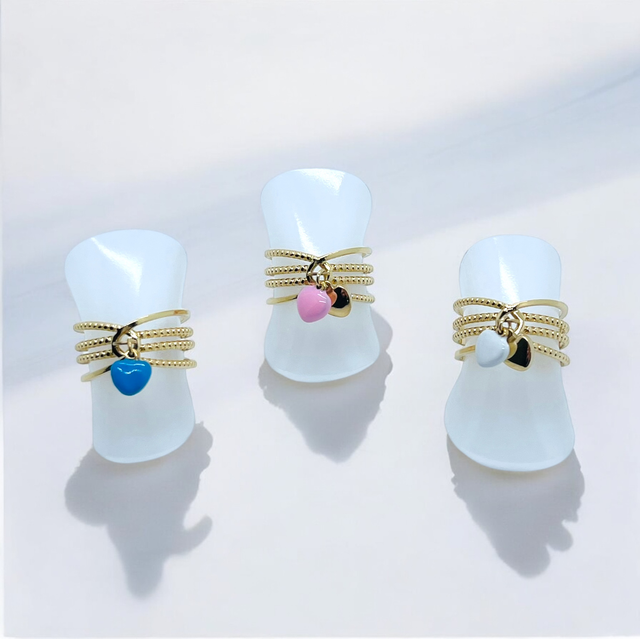 Bague double pampilles cœur 