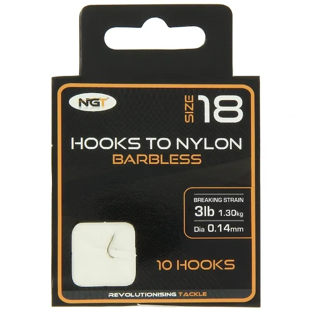 Size 18 - NGT Hooks to Nylon Combo -  Pack Size 10