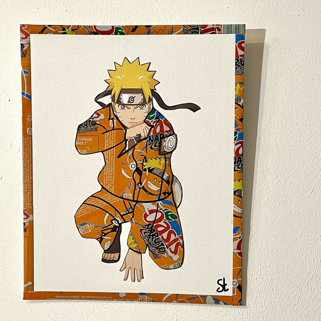 Tableau Naruto réalisé avec des canettes d’oasis Naruto