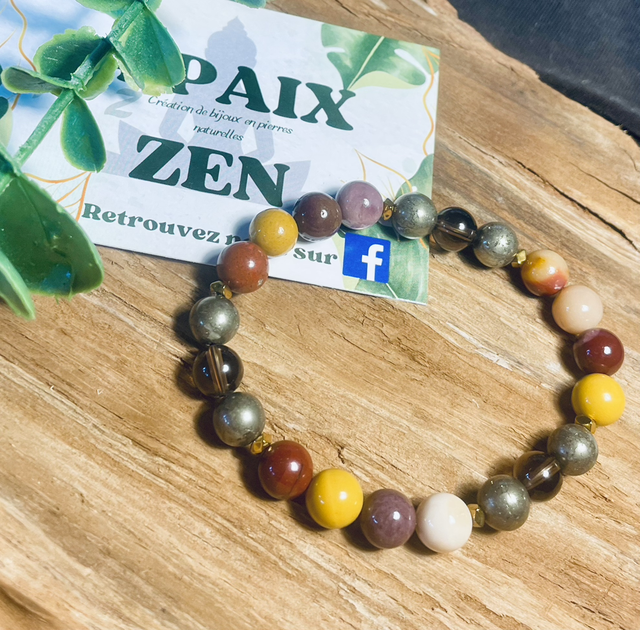 BOOSTER D’ÉNERGIE Jaspe Mokaite-Pyrite-Quartz Fumé