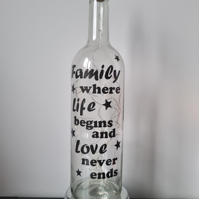 Family Where Life Begins Light Up Bottle Personalised To Suit