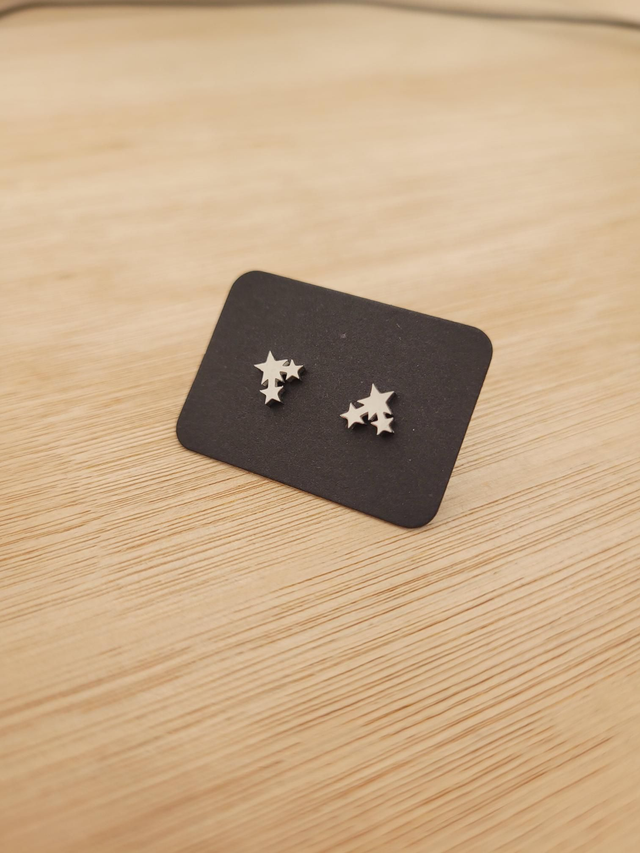 Stainless Steel 3 mini cluster star stud earrings - SL-004