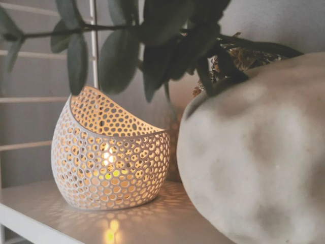 Theelichthouder Perforated Hex