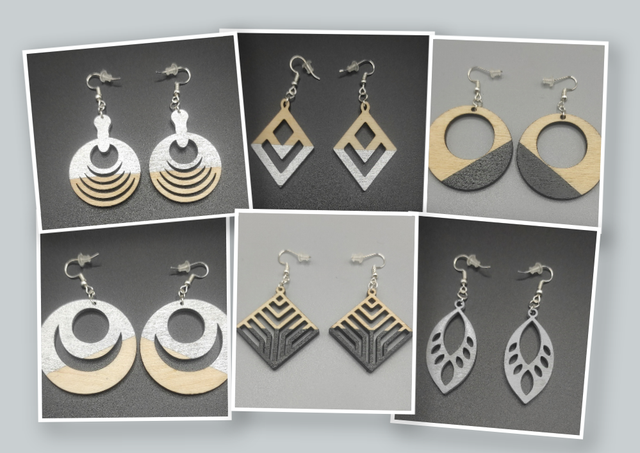 Boucles d'Oreilles Peintes - Gris