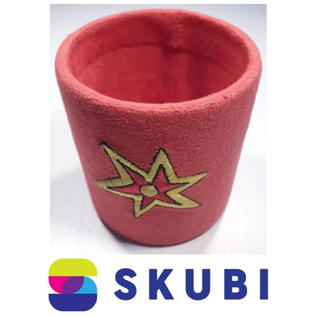 Stojánek na tužky plyšový s hvězdou červený