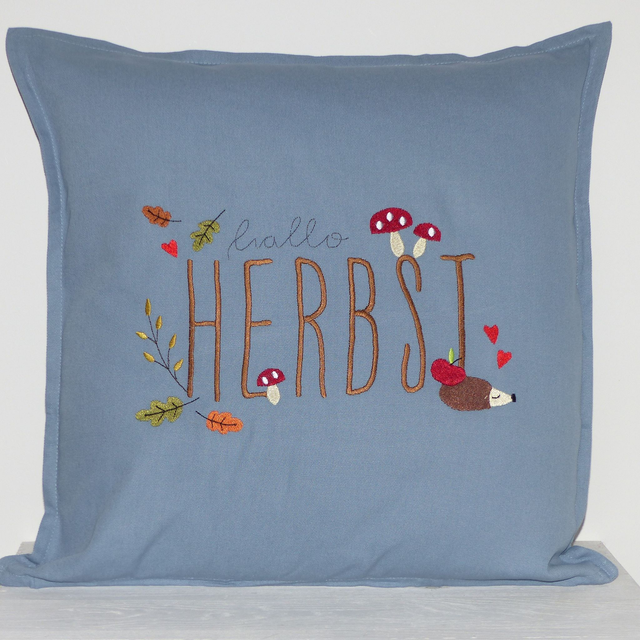 Kissenhülle hellblau „Herbst“