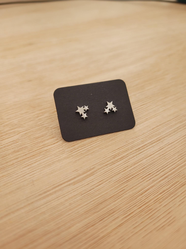 Stainless Steel 3 mini cluster star stud earrings - SL-004