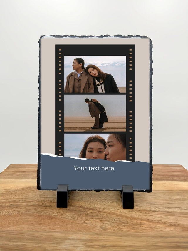 Personalised Slate Tile - Custom Rock Slate - Film slide design