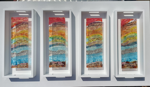 Sunrise schildering op glas - when the sun touches the morning 