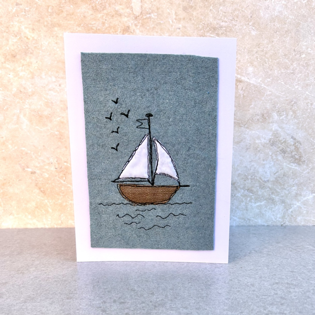 Free Motion Embroidery Sail Boat 