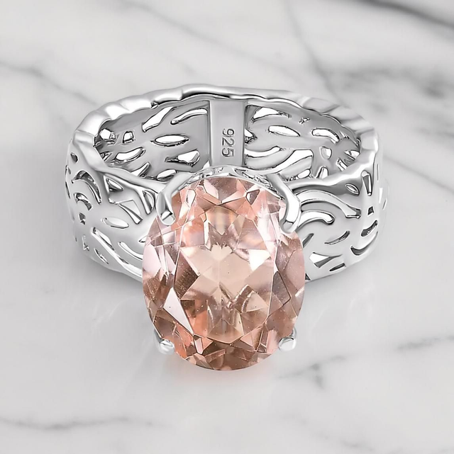 Natural Brazilian Morganite Sterling Silver Ring.