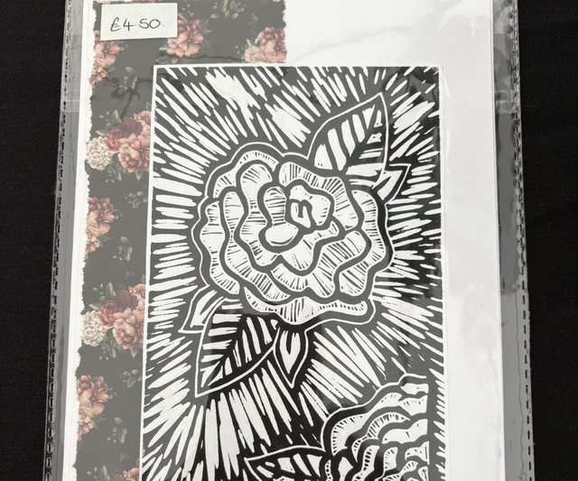 Lino print rose card