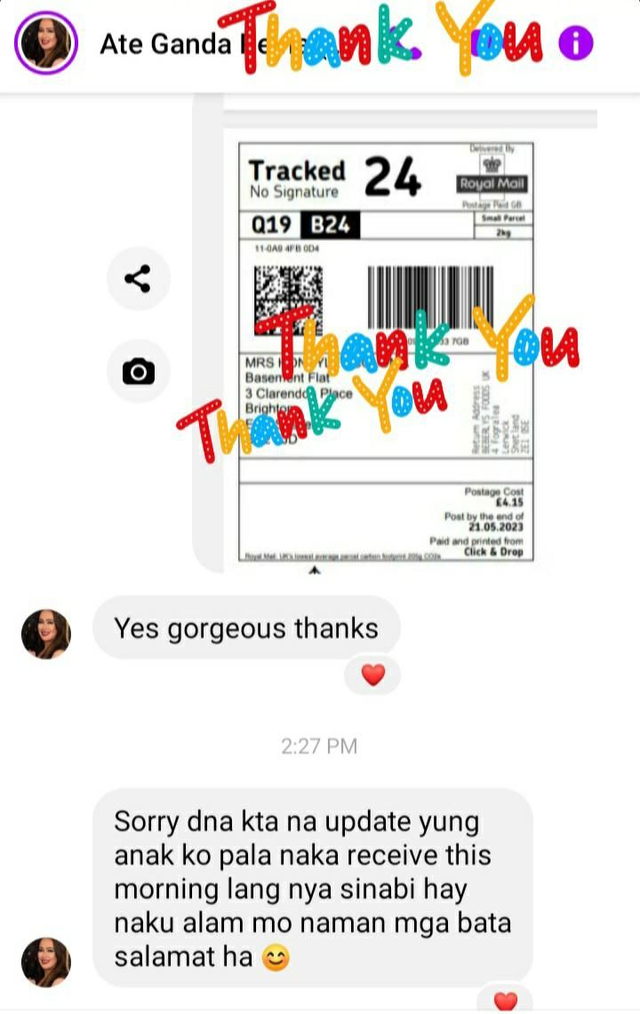 From customer: Reina ( Brighton May 2023)