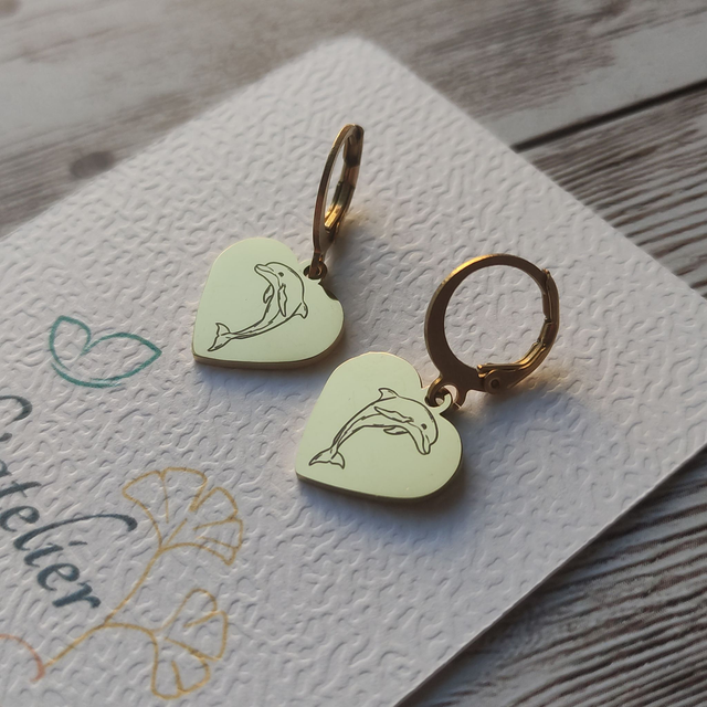 Boucles dormeuses Dauphin Cœur