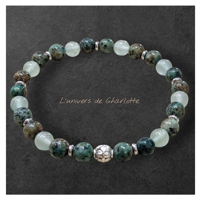 Bracelet "Turquoise africaine & Fluorite" 6mm BR-128