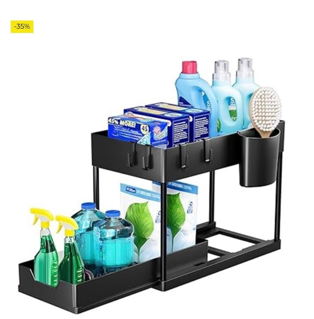 Puricon Estantería Bajo Fregadero, Estante Organizador Mueble Bajo Fregadero Cocina Lavabo -1 Unidad