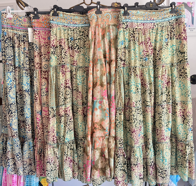 SILK TIERED SKIRT