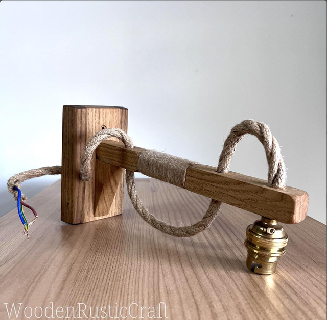 Rustic Wooden Wall Sconce | Oak Wall Lamp
