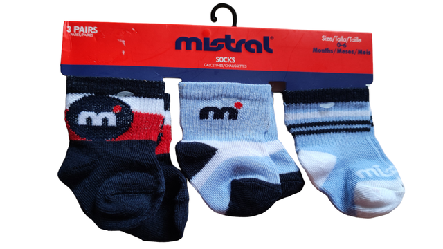 Lot de 3 paires de chaussettes 0-6 mois (Mistral) 
