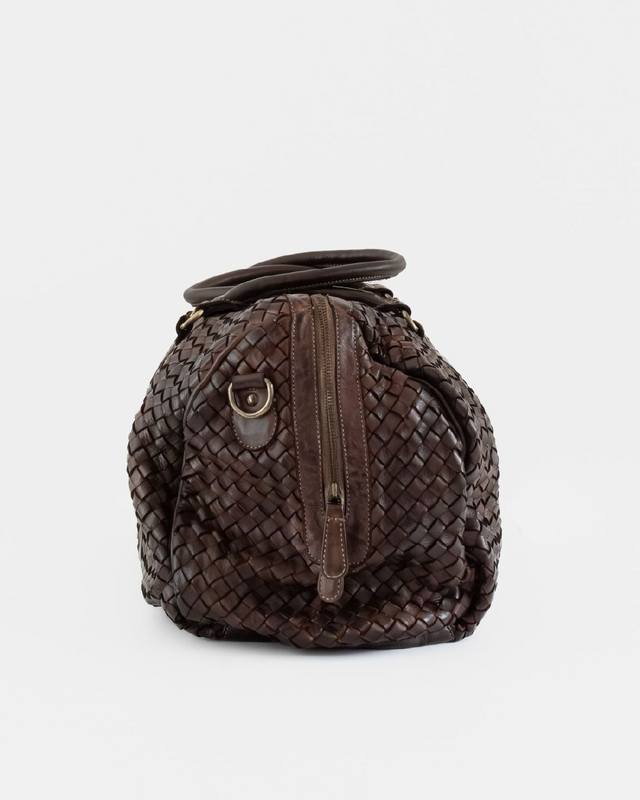 Borsone in pelle intrecciata