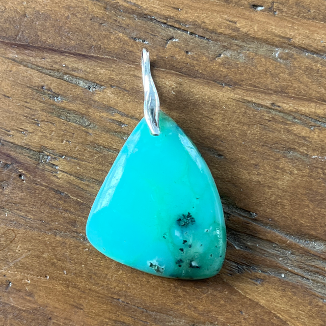 Pendentif en Chrysoprase et bélière argent 