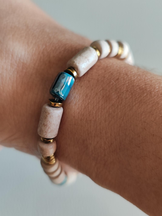 Antik Faroa - Bracelet Greige & bleu azur