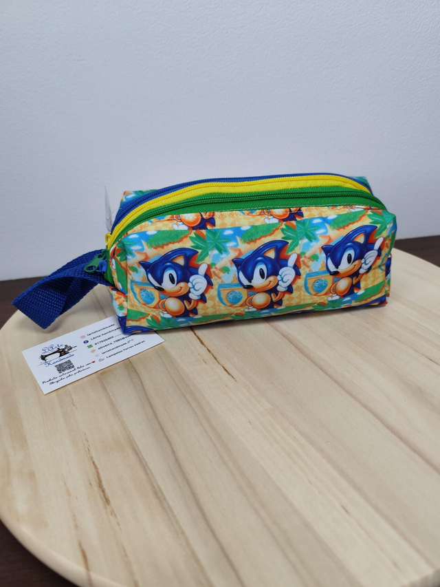 Estojo escolar triplo Sonic