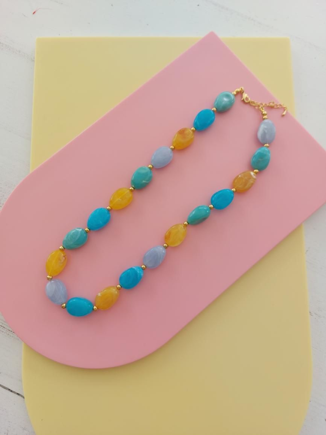 Collier Félicien bleu jaune