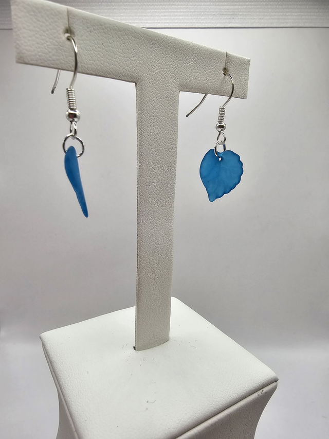 Teal Acrylic Leaf Earrings.