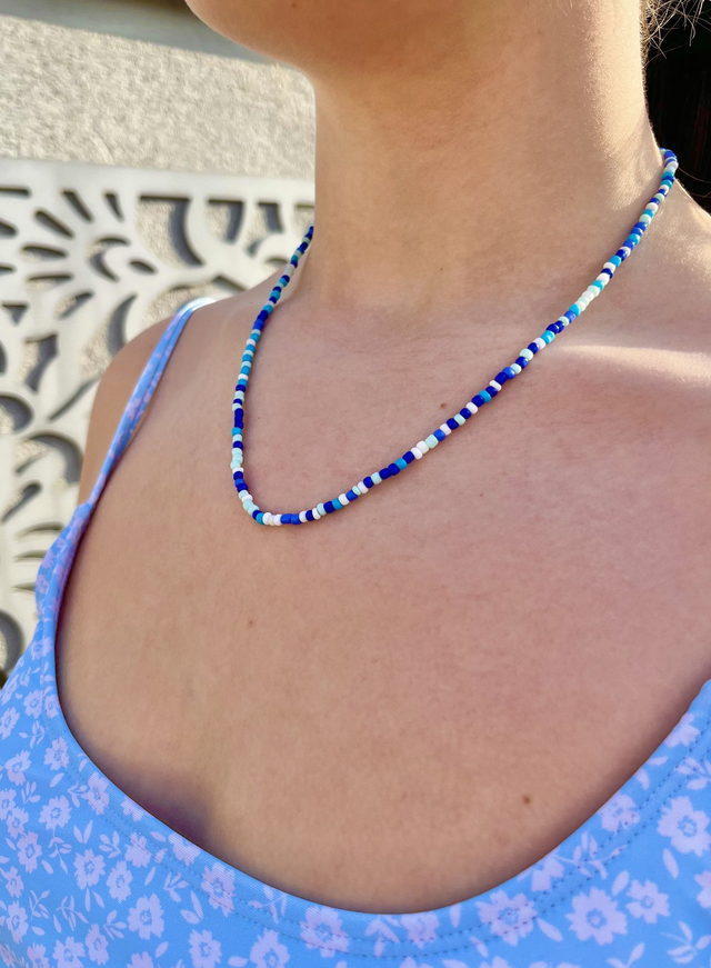 Blue Seed bead Necklace