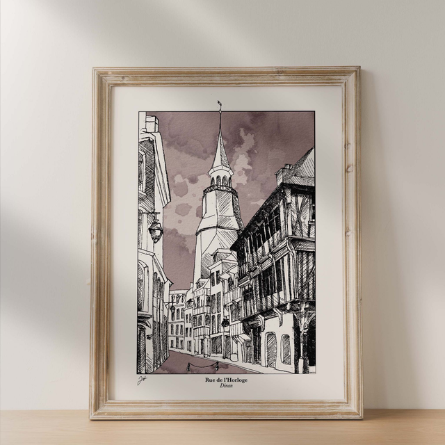 Affiche 30x40 - Vin Nature - Dinan, Rue de l'Horloge