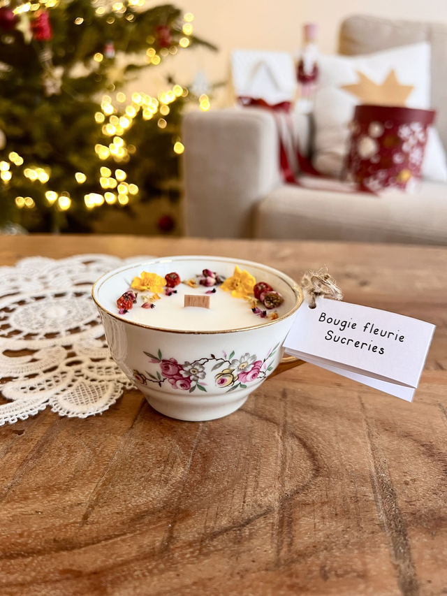 đ Bougie Sucreries - tasse Ă thĂ© "branche fleurie"