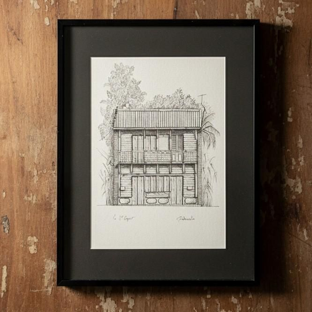 Encre et graphite - case créole #12 - Le Saint Esprit - Martinique 
