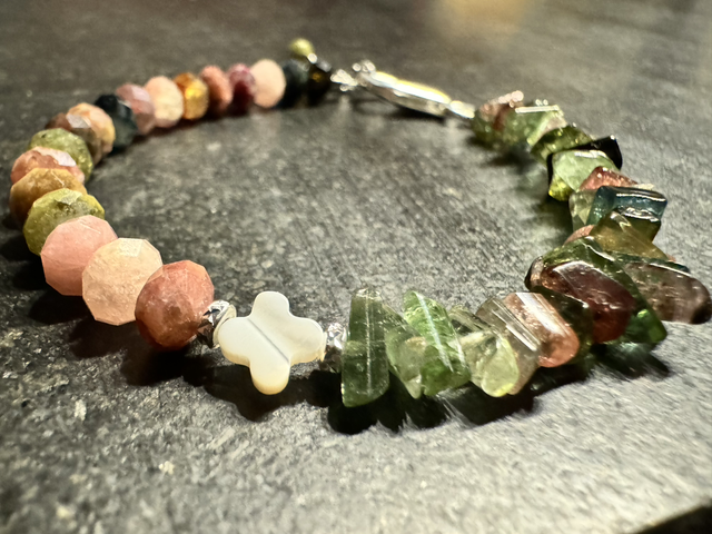 Tourmaline Multicolore barre et rondelle 