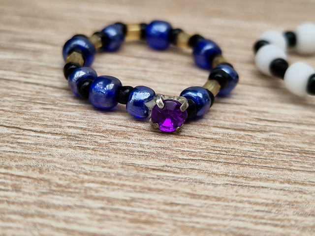 Lot 4 Bagues Elastique Perles Strass