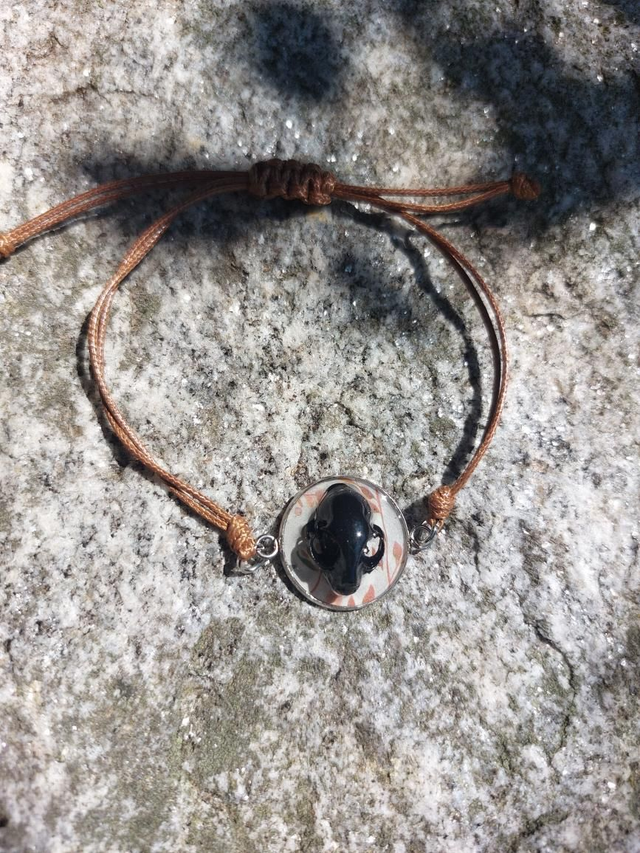 Bracelet crâne chat brun
